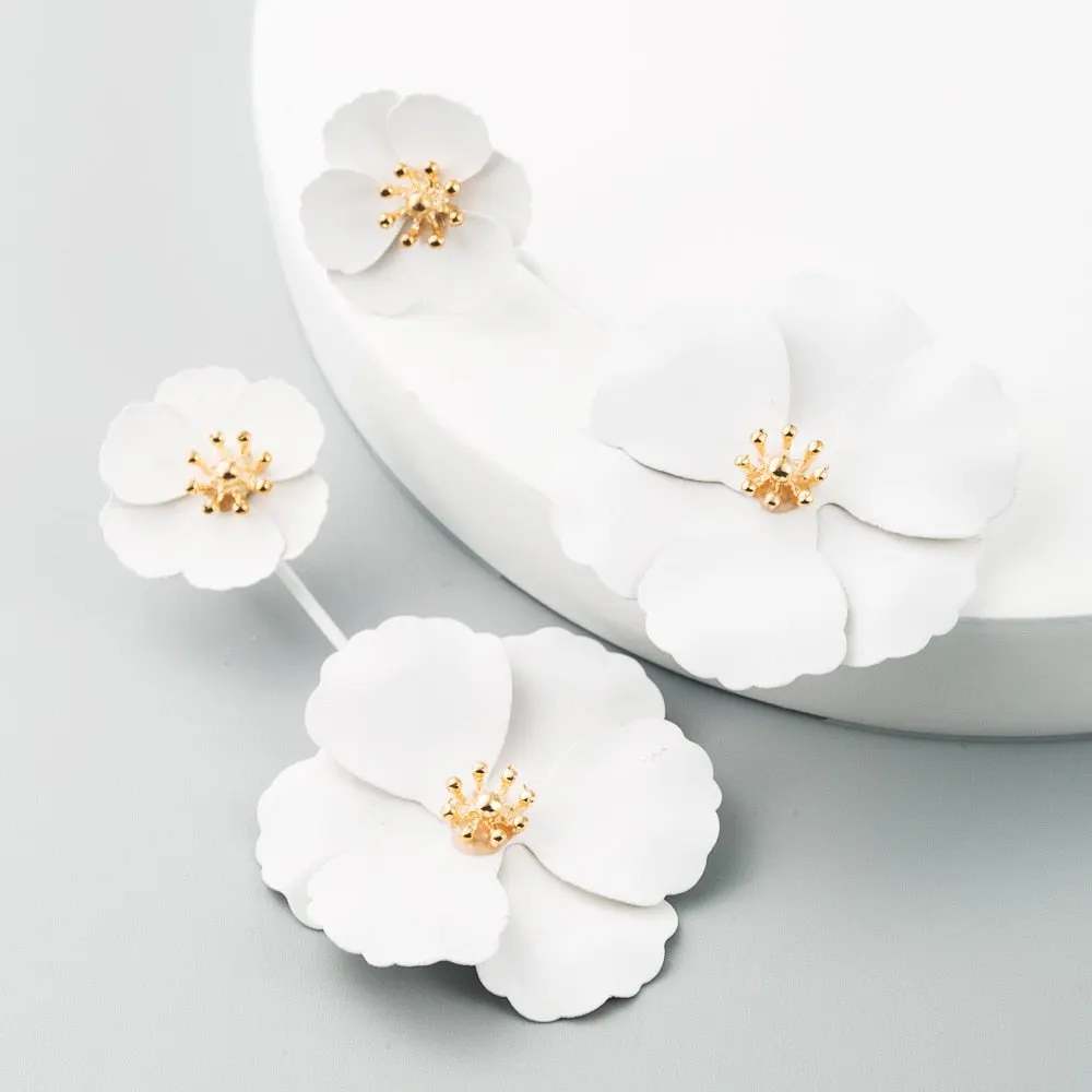 Dvacaman Bohemian Cute Long Double Layer Flower Statement Drop Earrings Women Summer Beach Party Metal Pendant Earrings Jewelry