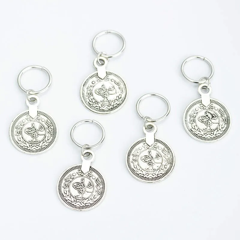 Hair Braid Coin Leaves Retro Colorful Beads Pendant Charms Rings Clip Headband for Pierced Hip-hop Braiders Leaves Accessories