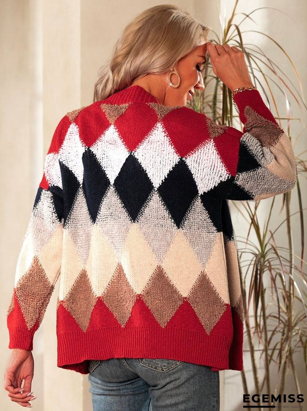Knitted Jacquard Long Sleeve Outerwear | EGEMISS