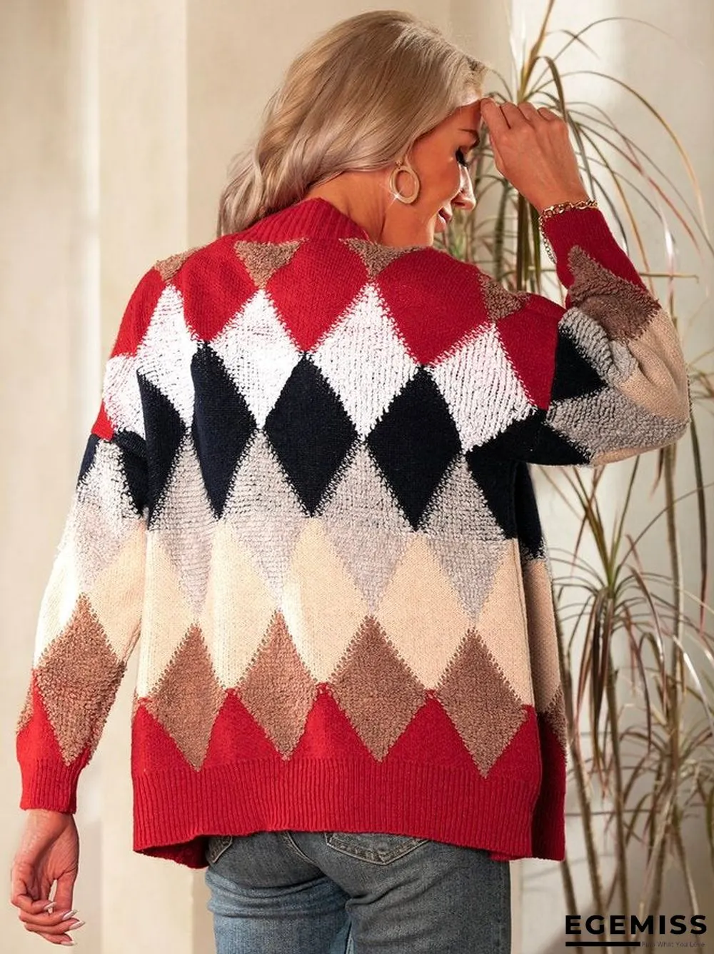 Knitted Jacquard Long Sleeve Outerwear | EGEMISS