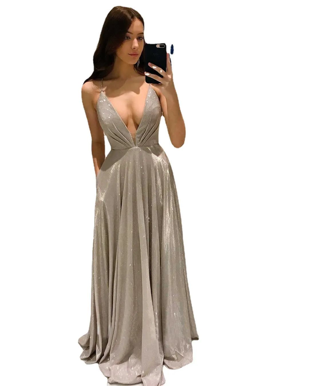 Brownm Sling Sexy Backless Slim Fit Long Dress