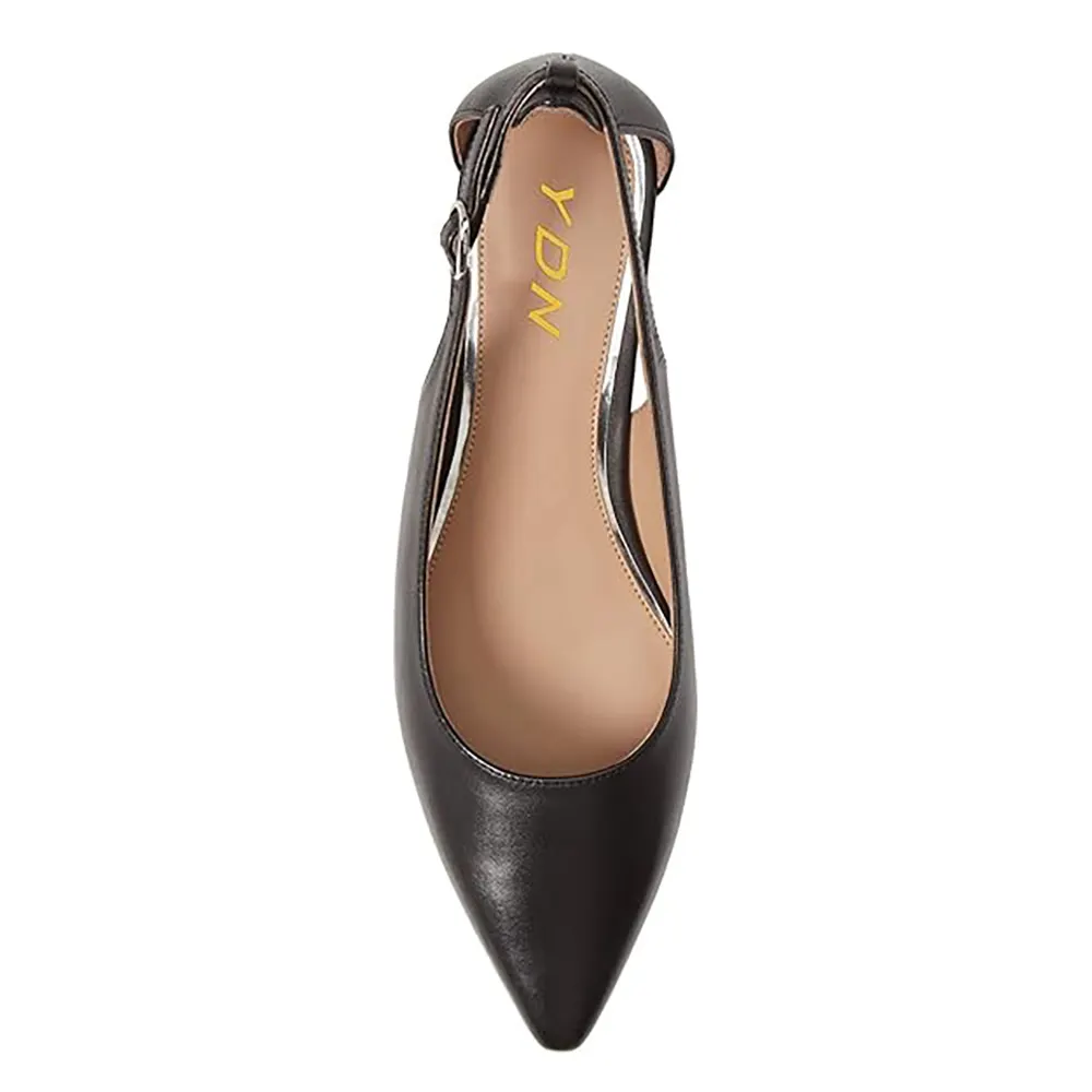 Black Vegan Leather Pointed Cut-Out Wedge Heel Classy Formal Pumps