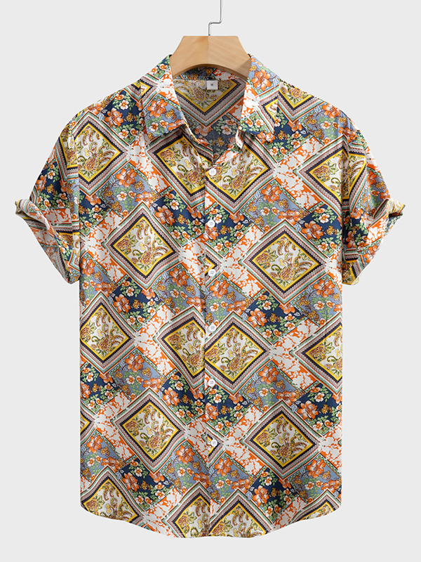 Men's Floral Print Short Sleeve Shirt