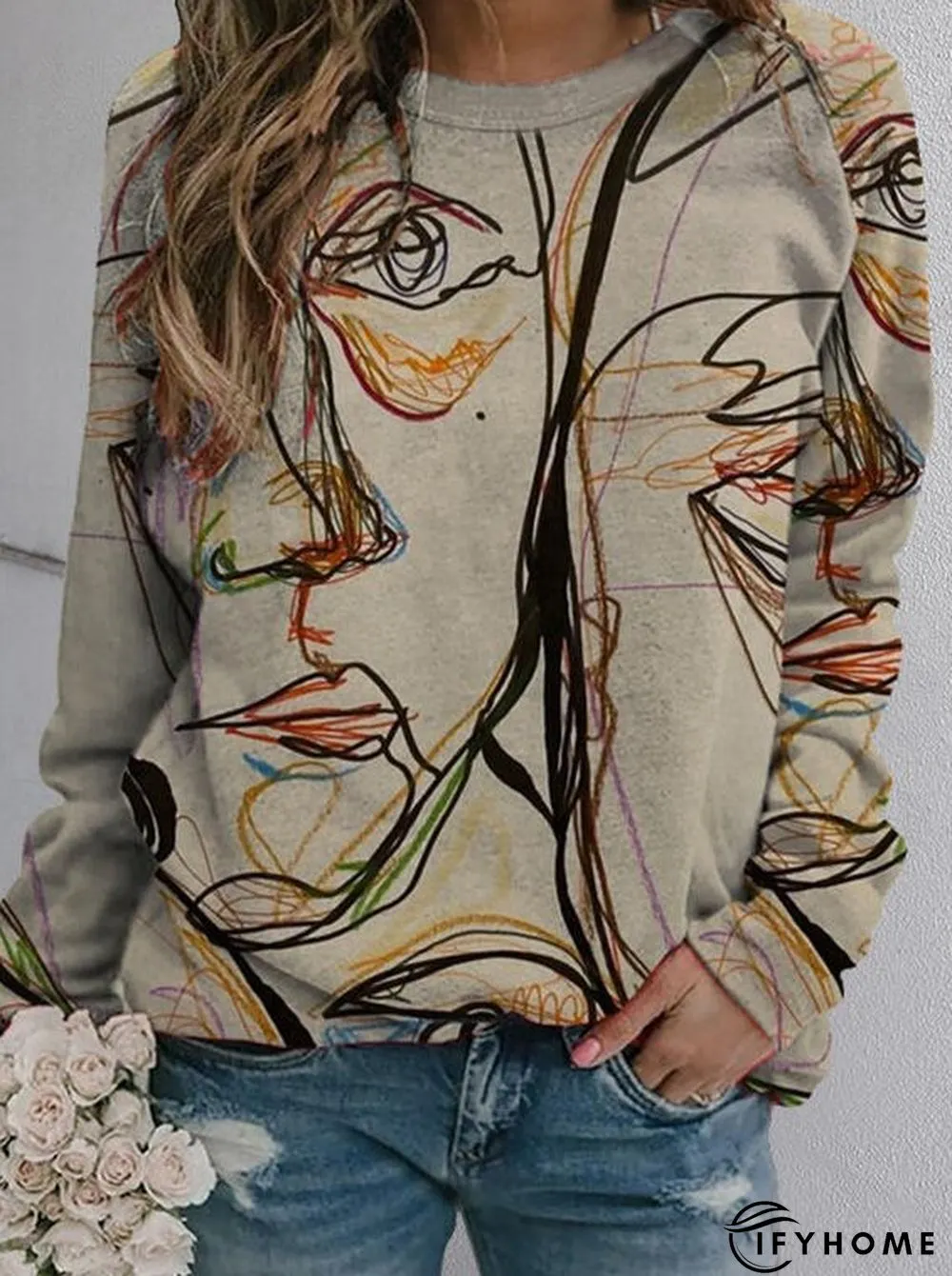 Long Sleeve Abstract Sweatshirt | IFYHOME