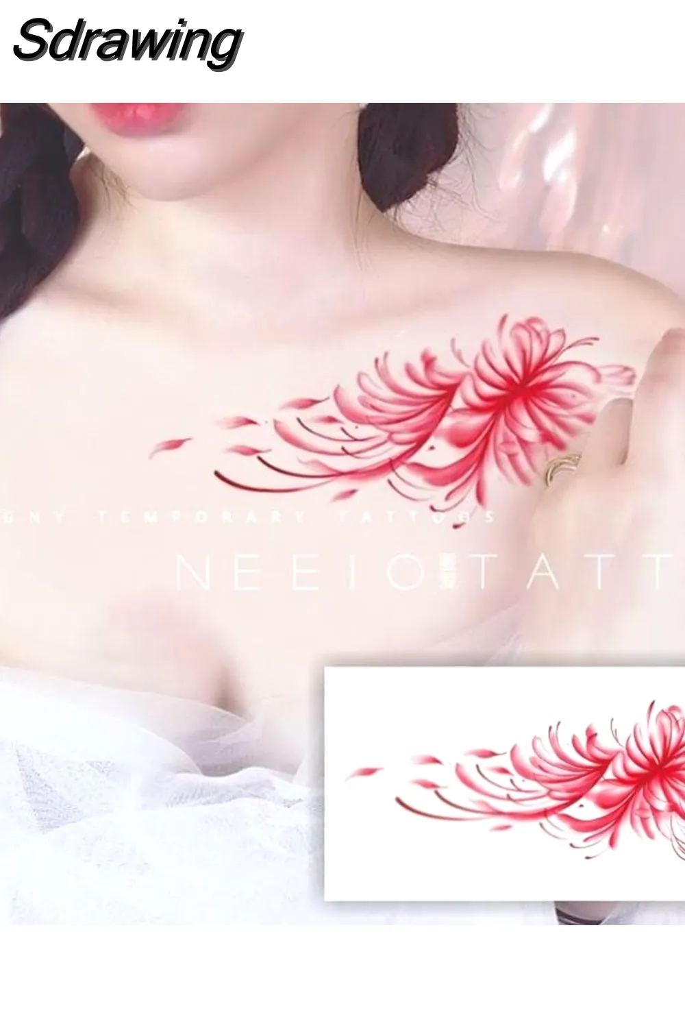 Sdrawing 4/5/9/10/18 PIeces Long Lasting Blue Flower Jewelry Tattoo Sticker Sexy Belly Block Scar Stretch Marks Waterproof Tattoo Sticker 715-1