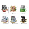 (US Local)6PCS  Xmas DIY Crystal Refrigerator Magnetic for Home Decor (Cup Cat)