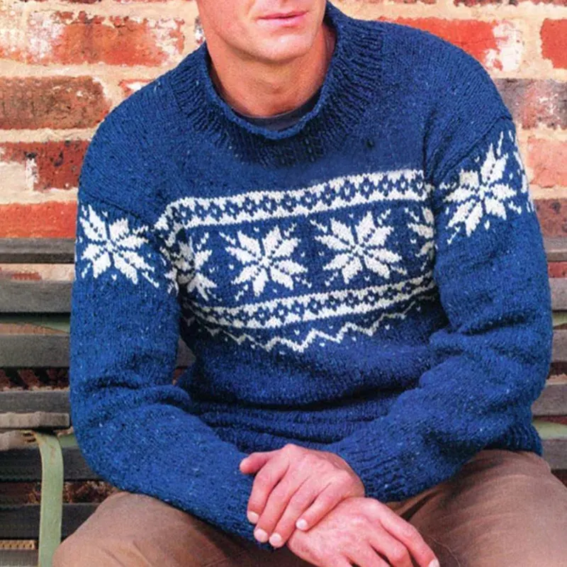 Vintage Knitted Jacquard Iceland Crew Neck Sweater