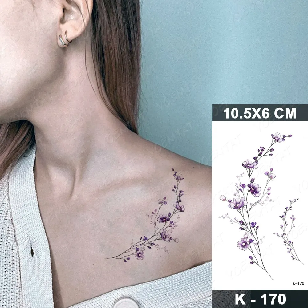 Waterproof Temporary Tattoo Sticker Black Point Line Sunflower Geometric Rose Flash Tatoo Fake Tatto For Body Art Women Men