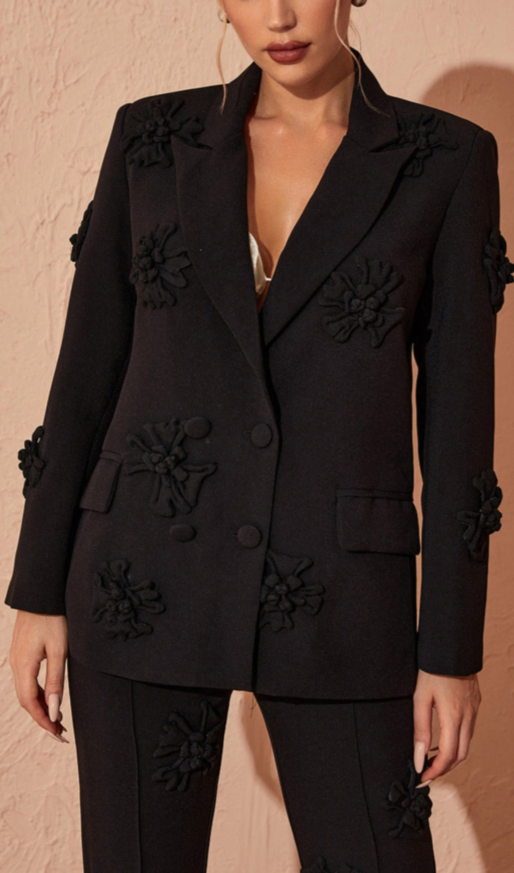 Acedia Black Three Dimensional Floral Suit Flowering Girl