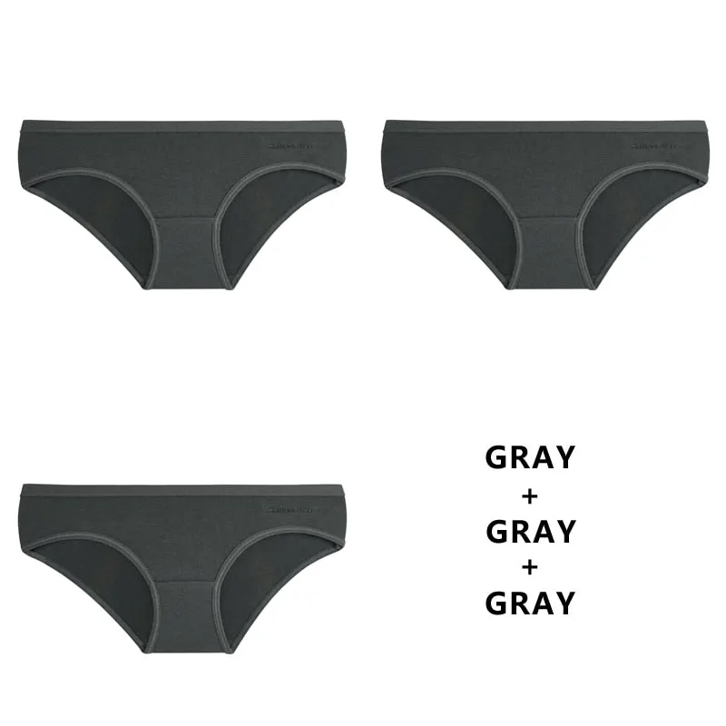 TERMEZY 3PCS Women Sexy Panties Cotton Underwear Solid Briefs Girls Low-waist Lingerie G String Soft Breathable Intimates XXS-L
