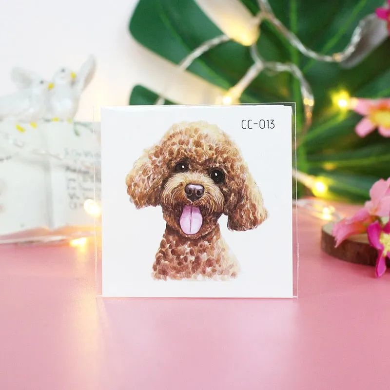 Cartoon Cat and Dog Face Stickers Tattoo Stickers Waterproof Girl/Child Cute Makeup Stickers Small Tattoo Pet Temporary Tattoos