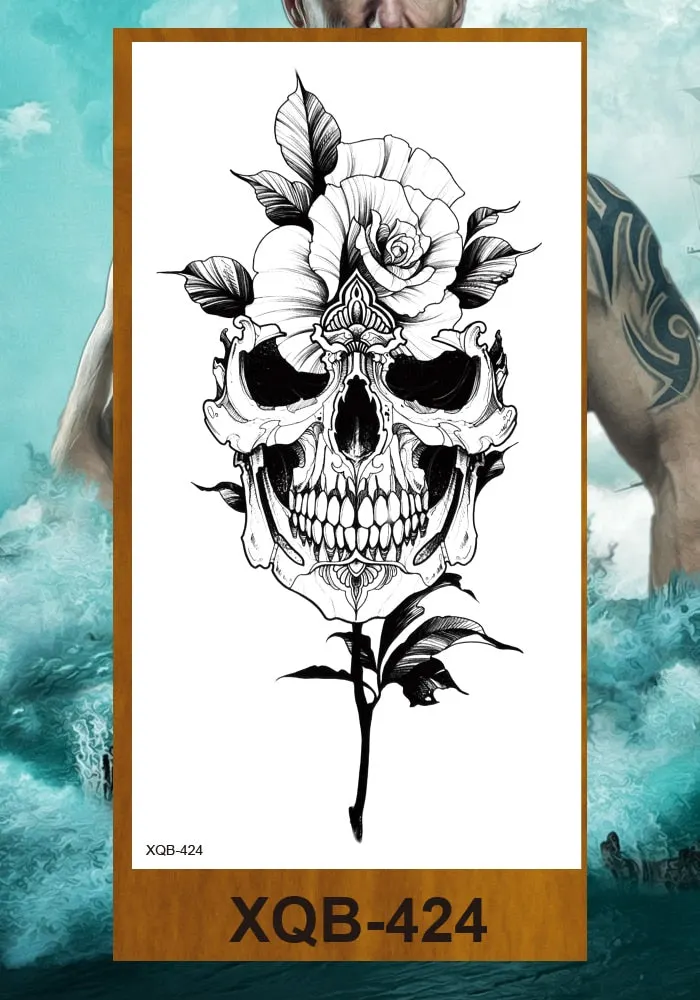 Tattoo Sticker Tribal Mighty Tiger Tatoo Men Women Africa Serengeti Lion Temporary Tattoo Black Indian Warrior Waterproof Flash