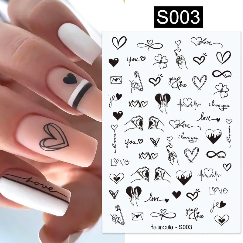 1PC 3D Nail Stickers Spring Flowers Leaves Self-Adhesive Slider Nail Art Decorations Leaf Love Heart Decals Manicure Accessories-Nail Inspo