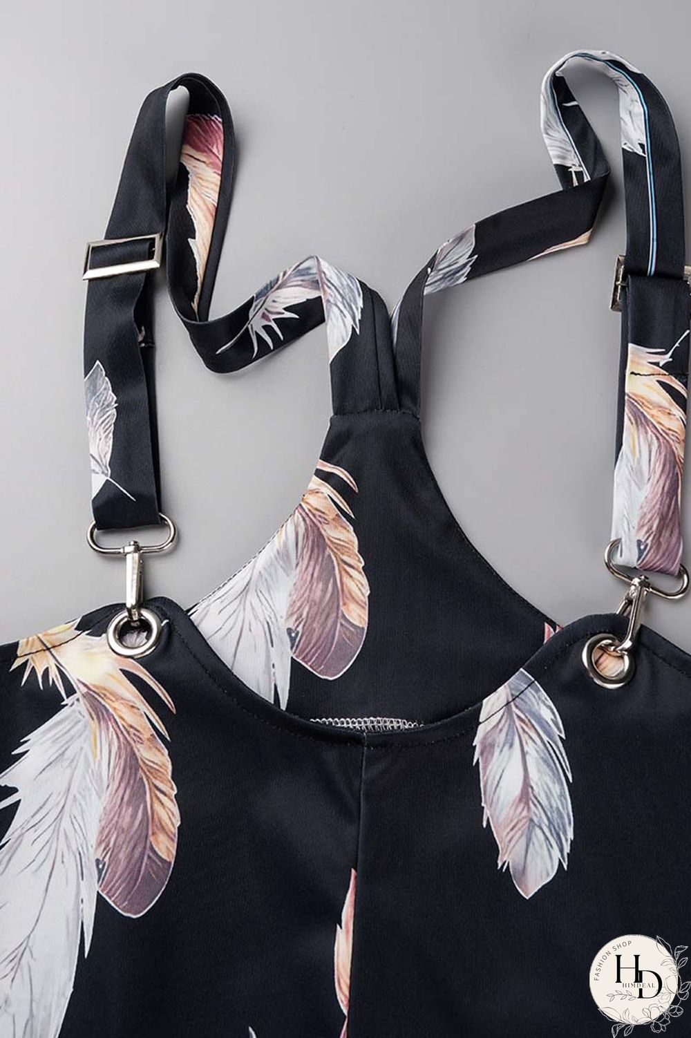 Blue Casual Print Patchwork Spaghetti Strap Regular Jumpsuits (Without Shirt)