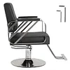 [US Local Warehouse] Hairdresser Barber Salon Chair Capacity 420 Lbs Barber Chair with Heavy Duty Hydraulic Pump 360 Swivel Adjustable Styling Equipment for Barbershop Home Hairdresser (Silver)