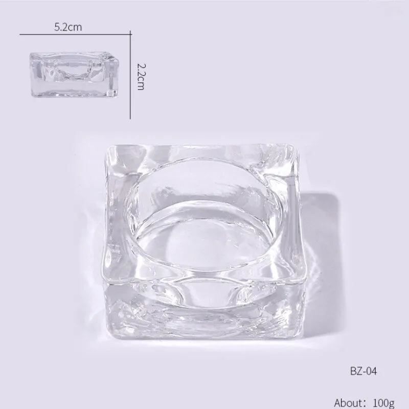 Nail Clear Crystal Glass Bowl Crown Molding Acrylic Powder Container Nail Manicure Color Palette Nail Salon Professional Tools