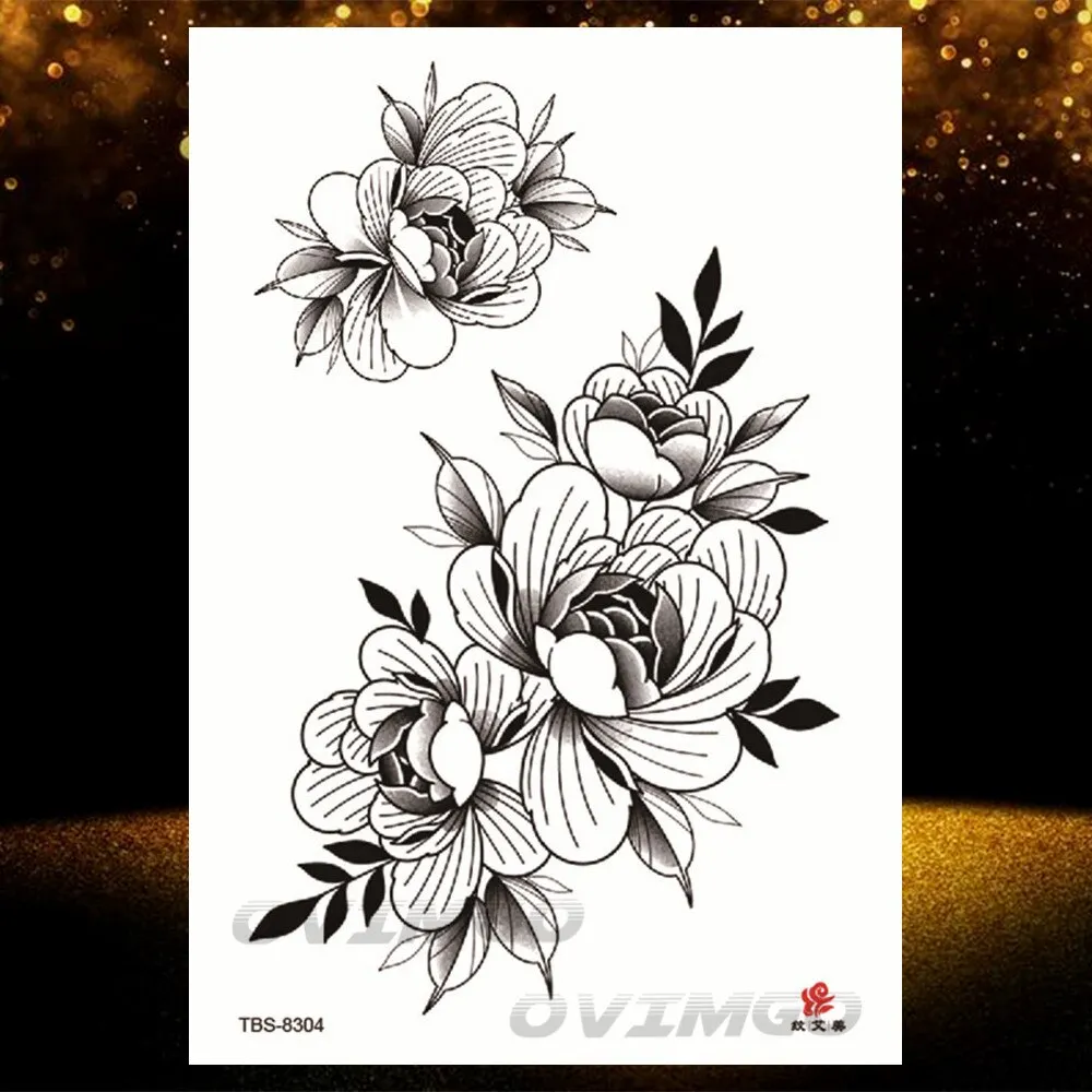 Sdrawing Lotus Flower Temporary Tattoos Fake Jewelry 3D Beauty Rose Tattoo Sexy Body Art Arm Painting Tatoo Sticker For Women