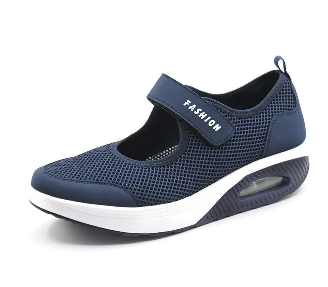 Qengg Running Sneakers Women Fashion Mesh Breathable Casual Wedge Platform Hiking Shoes Female Tenis Feminino Zapatillas Mujer