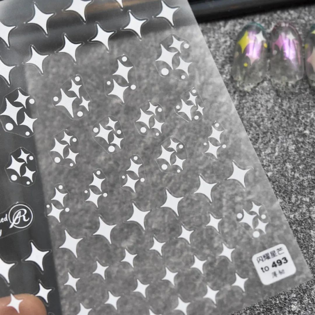Heart & Star Bubble Cute Image Quality 3D Engraved Nail Stickers Nail Art Decorations Nail Decals Design