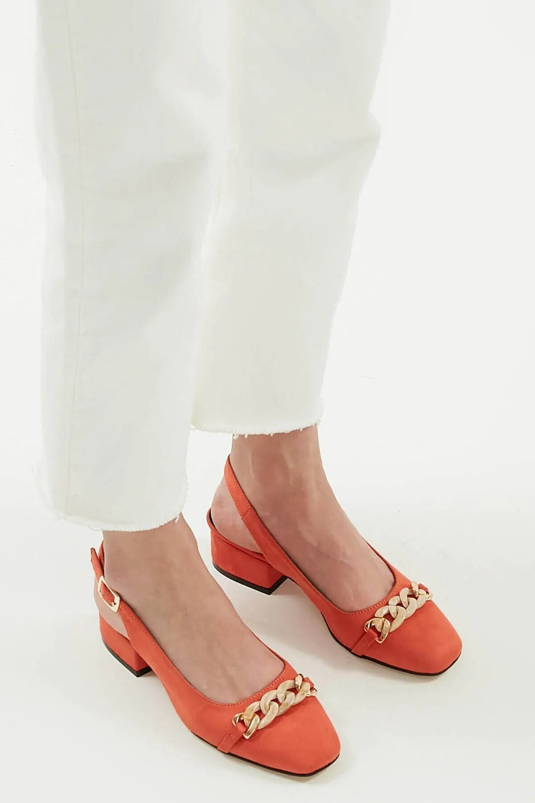 Mio Gusto Brand MONICA, Orange / Black / Blue/Powder, 3Cm Low Heel, fine Quality Women 's Shoes Pumps