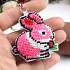 2Pcs Bunny Bead Cross Stitch Keychain Kit Mosaic Beads Embroidery Keyrings Art