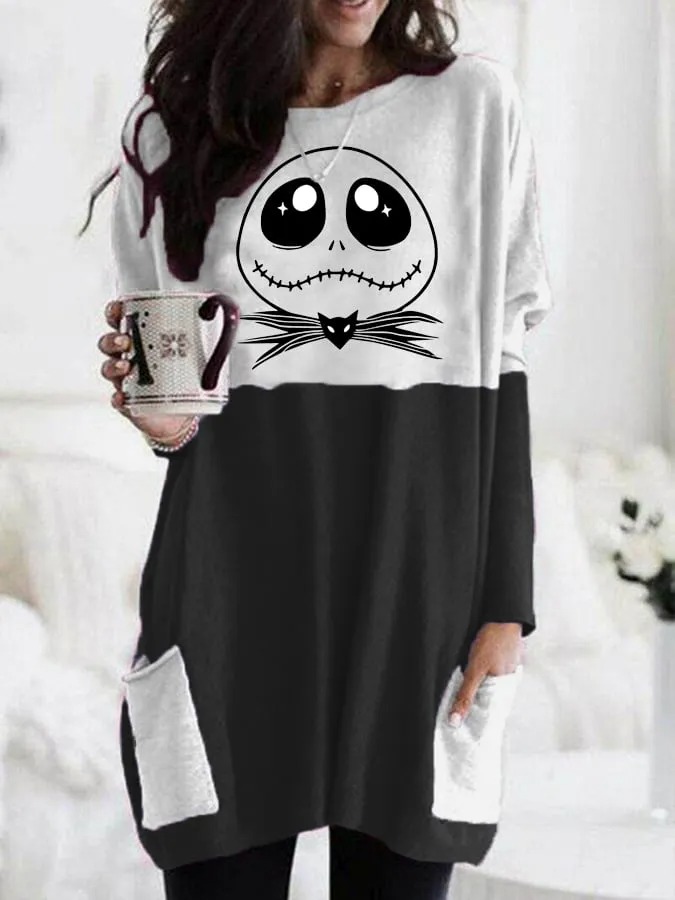 Plus Size Halloween Skull Print Dresses