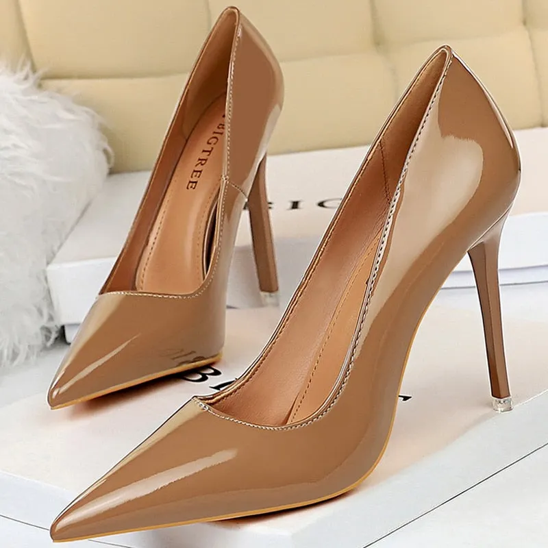 BIGTREE Shoes Patent Leather Shoes Woman Pumps High Heels Stiletto Heels 10.5 Cm Red Wedding Shoes Bridal Shoes Women Heels 2021