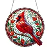 (Upgrade Size)DIY Diamond Painting Art Double Sided Effect Pendant Colorful Stained Glass Hanging Ornament Kit(Cardinal)