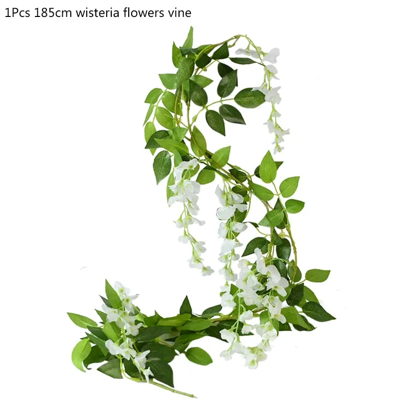 Artificial Green Eucalyptus Leaves Garland Fake Vines Rattan Artificial Plants Ivy Wreath for Wedding Party Home Wall Decoration