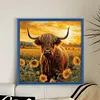 (Stamped/Counted) Hignland Cow Sunflower - 11CT Cross Stitch 40*40cm