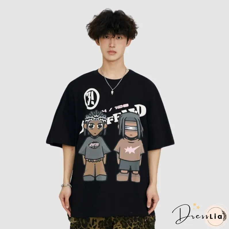 Hip Hop Cartoon Print Tee