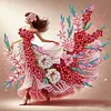Floral Skirt Girl-Partial Special Shaped Diamond painting 30*30CM