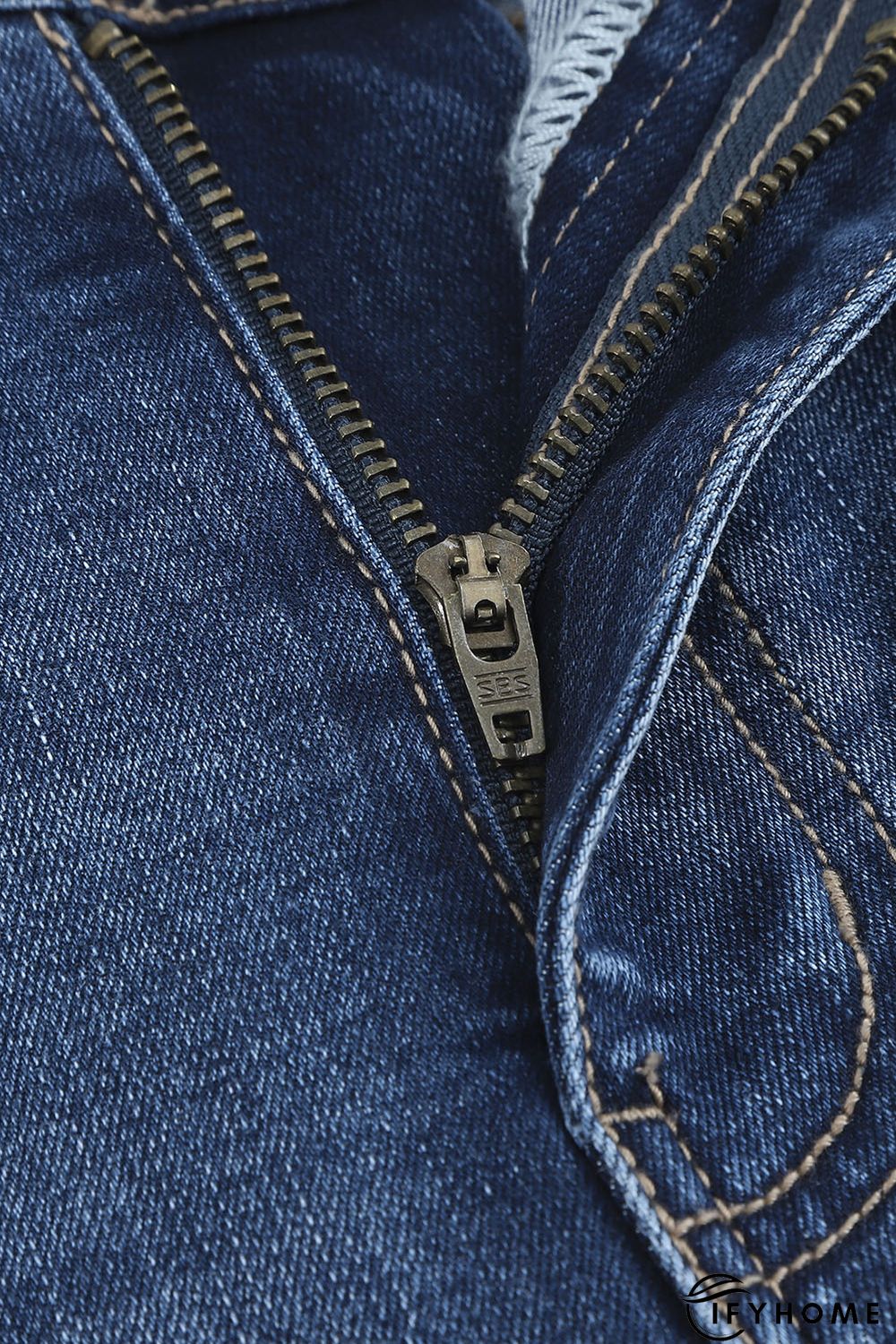 Blue Distressed High Waist Plus Size Jeans | IFYHOME