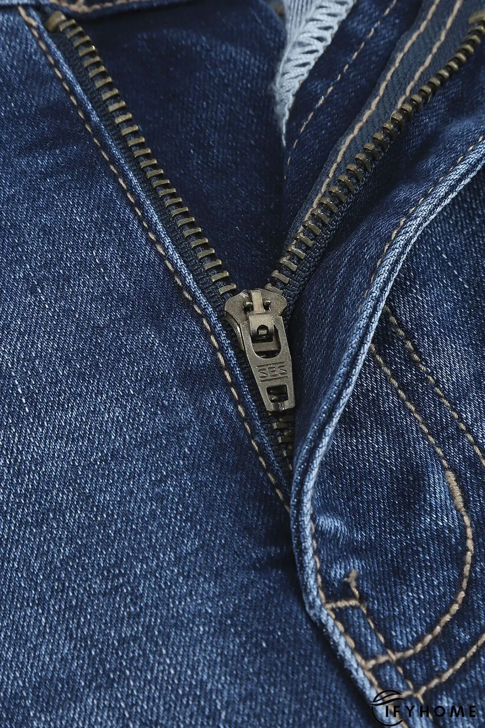 Blue Distressed High Waist Plus Size Jeans | IFYHOME