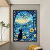 Black Cat Under The Starry Sky-11CT Stamped Cross Stitch 50*65cm/19.69*25.59in (Big Size)