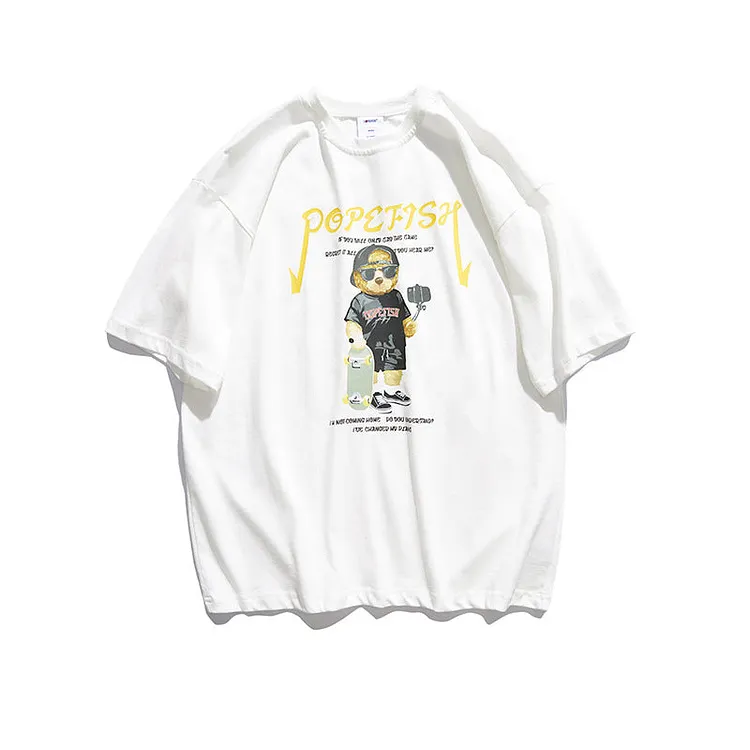 Men's T-shirt Summer Street Fashion Handsome Loose Casual Cotton Short Sleeve T-shirt Men's and Women's Tee