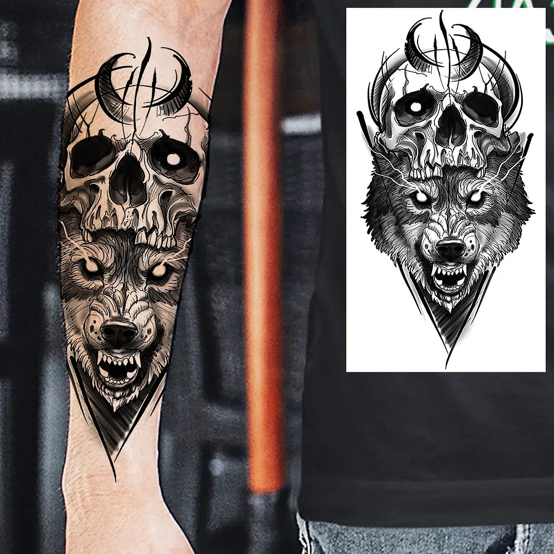 Halloween Clown Joker Scary Temporary Tattoos For Men Women Realistic Scary Lion Waterproof Tattoo Forearm Tatoos Vampire