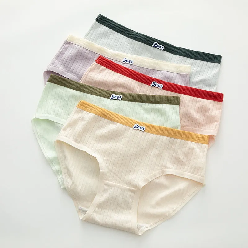 PCS / M-XL Cotton Panties Women's Underwear Girls Contrast Color Traceless Briefs Mid Waist Comfort Letter Underpants Lingerie