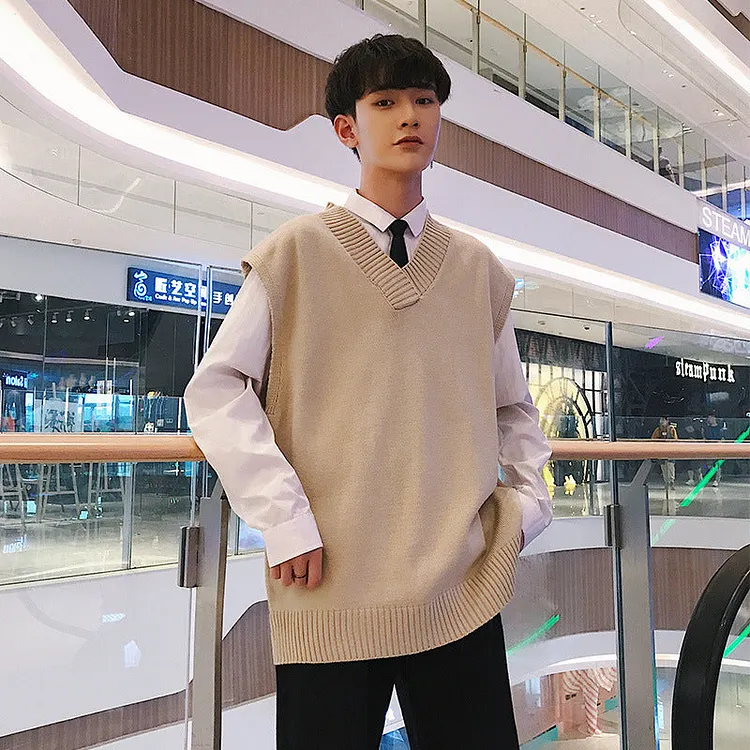 Men's Sweater Knitted Slicing Sweater Vest