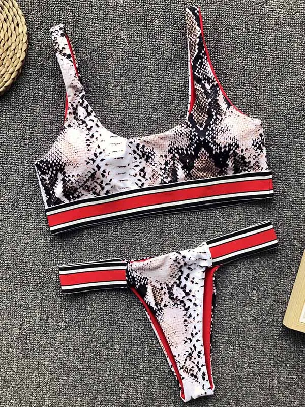 Snakeskin&Leopard Printed Bikinis Swimwear