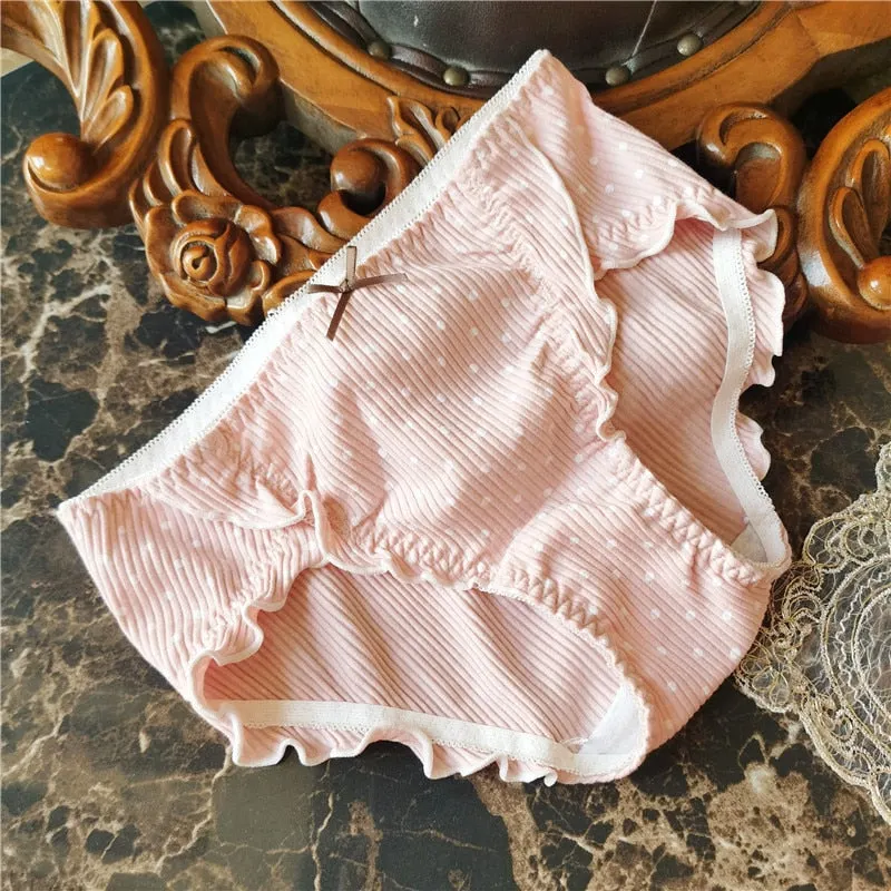 2021 Women's Cotton Underwear Sexy Lace Panties Fashion Bow  Briefs Low Waist Seamless Dot Underpants Female Lingerie Cute