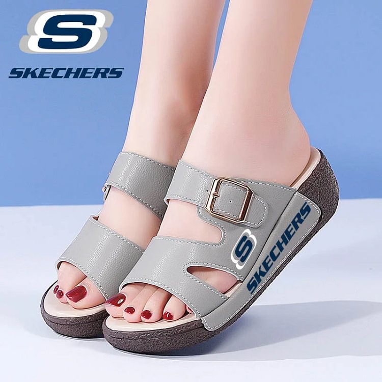 N&eacute;pszerű Skechers 2024 női puha bőr szand&aacute;lok, val&oacute;di bőrből k&eacute;zzel k&eacute;sz&iacute;tett