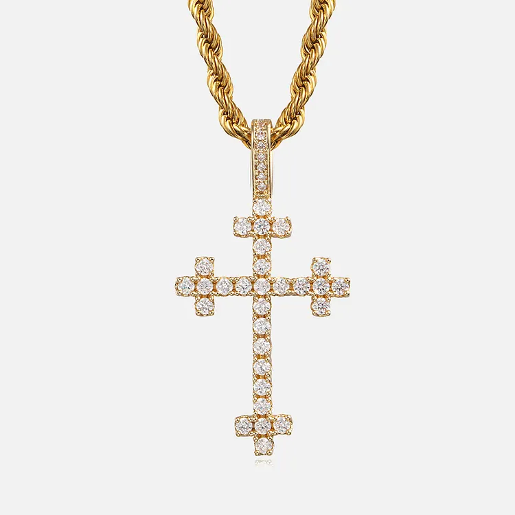 Iced Out Cross Pendants Hip Hop Bling Bling Necklaces For Women And Men