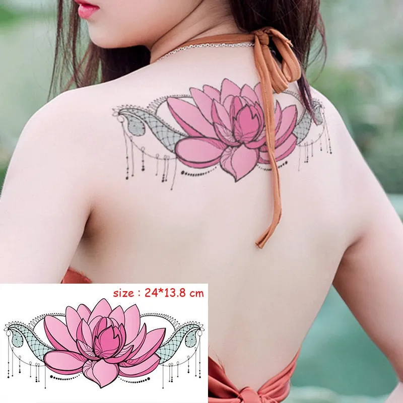 Temporary Tattoo Sticker Totem Flower Arrow Color Sexy Chest Back Fake Tatoo Waterproof Flash Tatto Body Art for Woman Girl