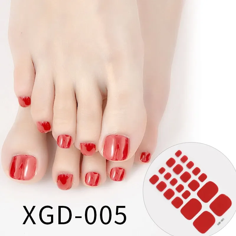 22tips Fashion Toe Nail Stickers/Strips Nail Art Fake Nails Stickers for Nails Toe Self-Adhesive Feet Stickers Drop Shipping