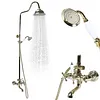 [US Local Warehouse] Antique Gold Shower Head Set with Knobs Mixer Tap Vintage Rainfall Showers Faucet Wear Resist for Home Bathroom Hotel SPA