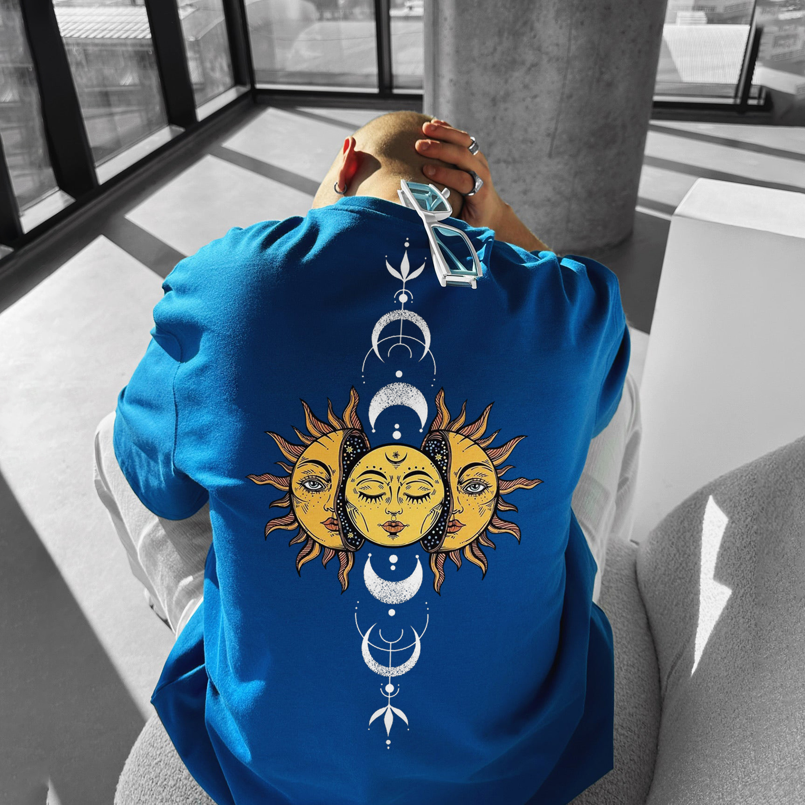 Oversize Sun Moon Stars Tee - Helixace