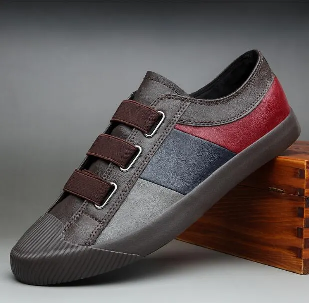 2021Men Leather Casual Shoes Man Spring Autumn Hot Fashion Slip-On Cool Loafers Leisure Patckwork Flat Designer Men Driving Shoe