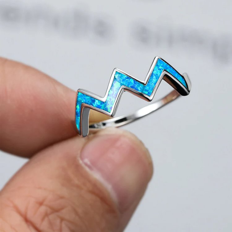For Daughter - S925 I will be There for You Opal Stone Wave Ring
