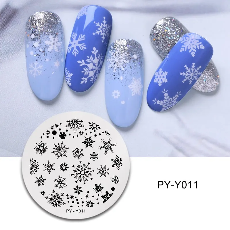 PICT YOU Nail Stamping Plates Snow Winter Nail Art Stamp Template idea nail Image Plate Stainless Steel Stencil Tools-Nail Inspo